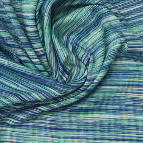 Blue Horizontal-Stripe Jersey Knit, Polyester, 180 gsm