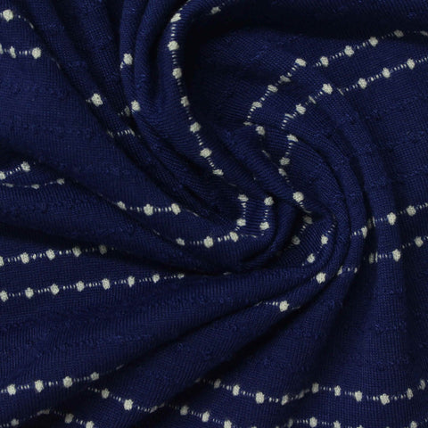 Navy Textured-Dot Jersey Knit, Polyester