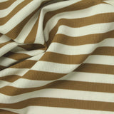 Brown Horizontal-Stripe Waffle Knit, Nylon-Spandex — photo 2