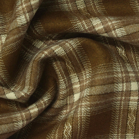 Brown Plaid Woven, Poly-Viscose, 285 gsm, 150 cm, ref EF-265149