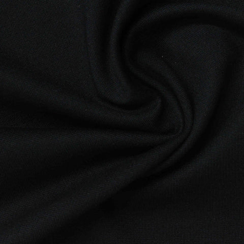 Viscose Nylon Stretch Ponte Knit Fabric, 310 gsm, 155 cm — Black