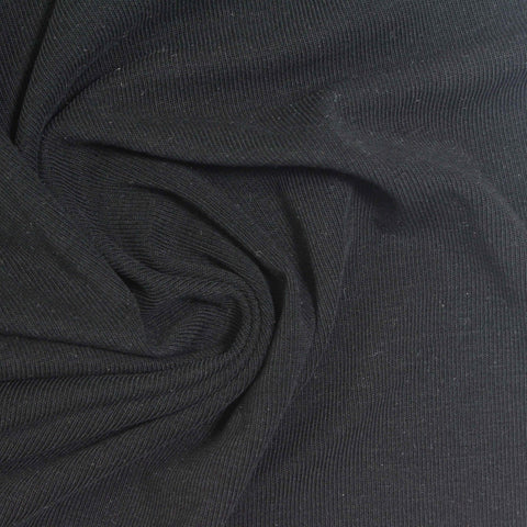 Tencel Lyocell Acetate Stretch Rib Knit Fabric, 210 gsm, 155 cm — Black