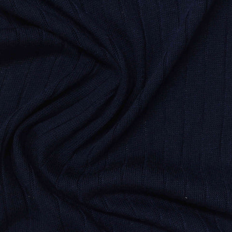 Navy Textured Rib Knit, Poly-Viscose