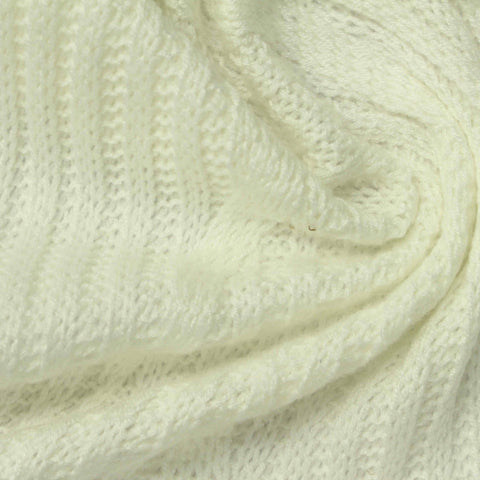 Jacquard Viscose Polyester Blend Pointelle Knit Fabric, 320 gsm, 150 cm — White