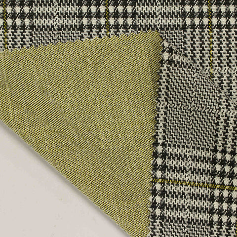 Black Plaid Interlock Knit, Polyester, 300 gsm