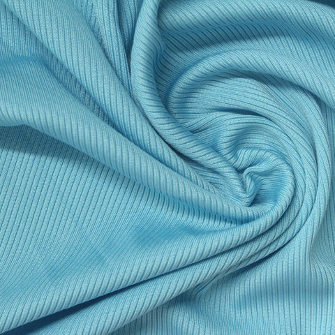 Polyester Stretch Rib Knit Fabric, 250 gsm, 144 cm — Blue
