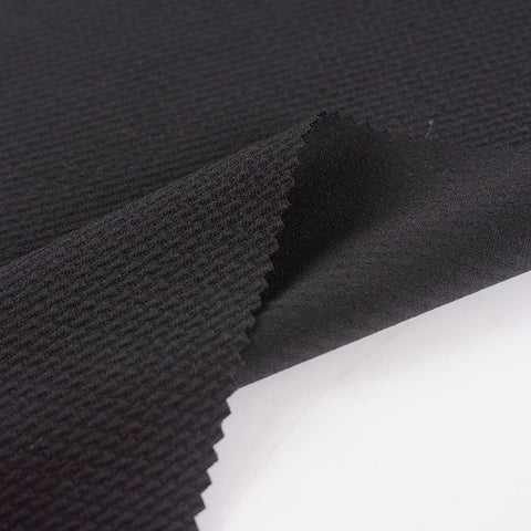 Polyester Stretch Interlock Knit Fabric, 190 gsm, 160 cm — Black