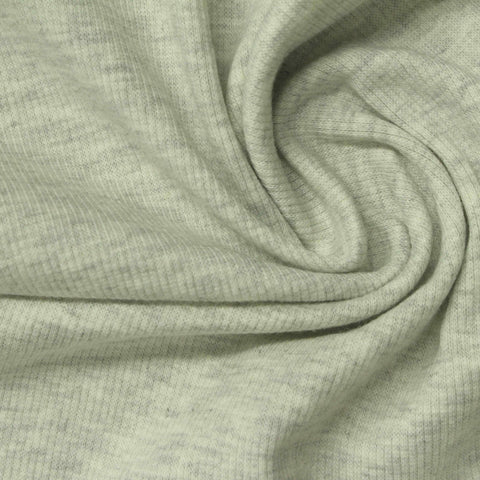 Light Grey Marl Rib Knit, Poly-Cotton, 310 gsm