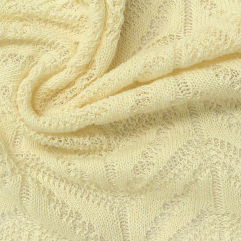 Cream Openwork-Leaf Pointelle Knit, Polyester
