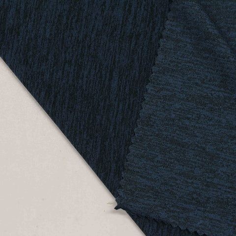 Dark Blue Marl Jersey Knit, Polyester, 135 gsm