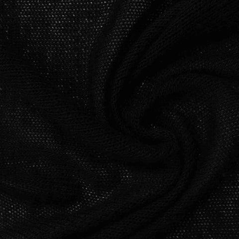 Slub Viscose Polyester Stretch Chunky Knit Fabric, 150 gsm, 150 cm — Black