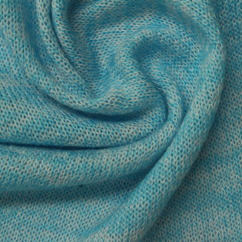 Blue Marl Chunky Knit, Poly-Viscose, 160 gsm, 150 cm