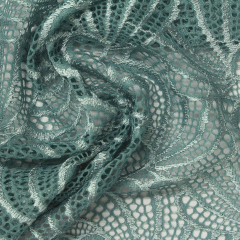 Teal Large-Shell Lace, Viscose-Nylon