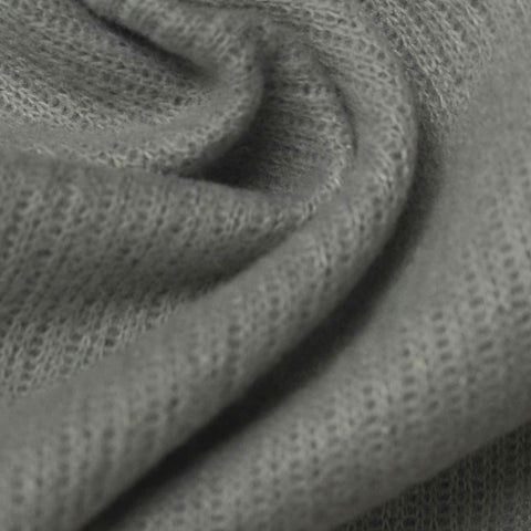 Brushed Polyester Stretch Rib Knit Fabric, 225 gsm, 160 cm — Grey