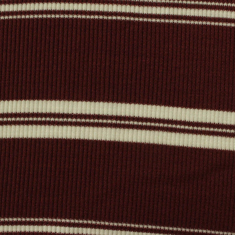 Maroon Stripes Rib Knit, Viscose