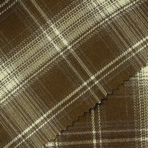Brown Plaid Woven, Poly-Viscose, 290 gsm, 150 cm, ref EF-265186