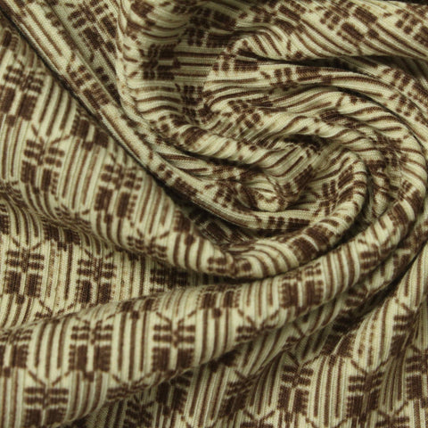 Brown Abstract-Butterfly Rib Knit, Cotton-Modal