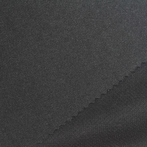 Polyester Viscose Stretch Interlock Knit Fabric, 240 gsm — Black