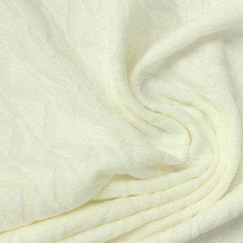 Cream Tone-on-Tone Pointelle Knit, Poly-Viscose