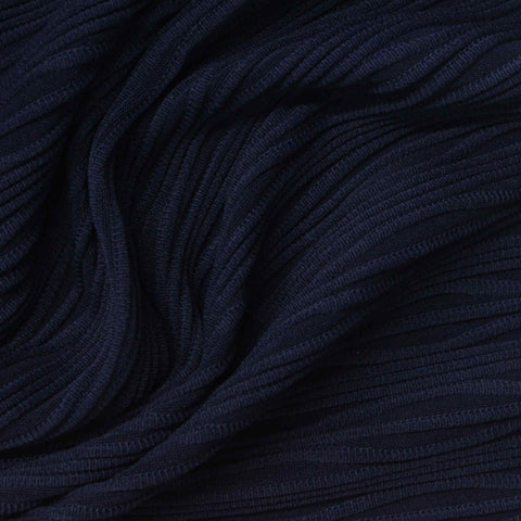 Navy Horizontal-Line Jersey Knit, Polyester