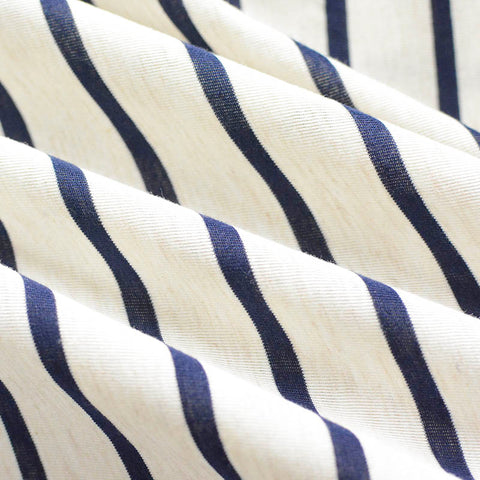 Dark Blue Stripes Jersey Knit, Poly-Cotton