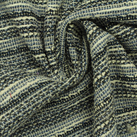 Blue Horizontal-Stripe Jacquard, Poly-Cotton, 204 gsm