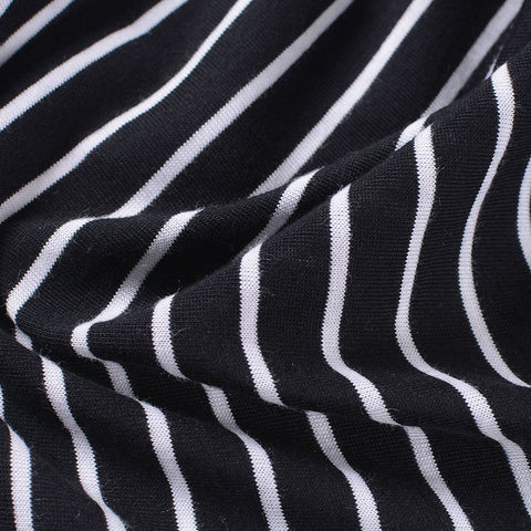 Black Horizontal-Stripe Jersey Knit, Poly-Viscose, 155 gsm, 160 cm