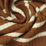 Brown Horizontal-Stripe Rib Knit, Poly-Viscose — photo 2