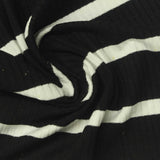 Striped Viscose Stretch Rib Knit Fabric, 300 gsm, 120 cm — Black — photo 2