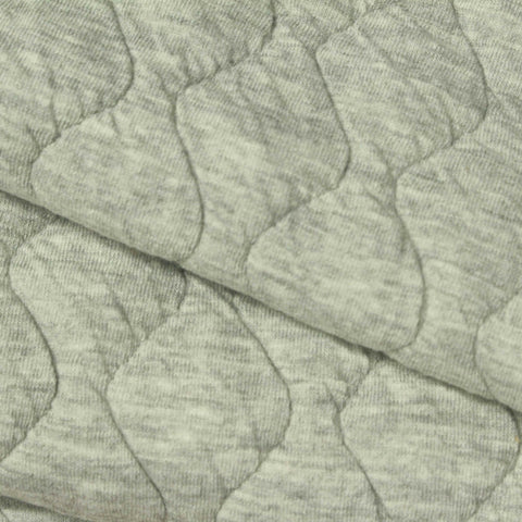 Light Grey Wavy-Diamond Scuba Knit, Poly-Cotton