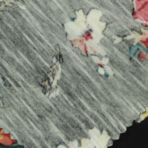 Red Floral Jersey Knit, Cotton-Modal