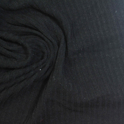 Cotton Polyester Stretch Rib Knit Fabric, 190 gsm, 124 cm — Black