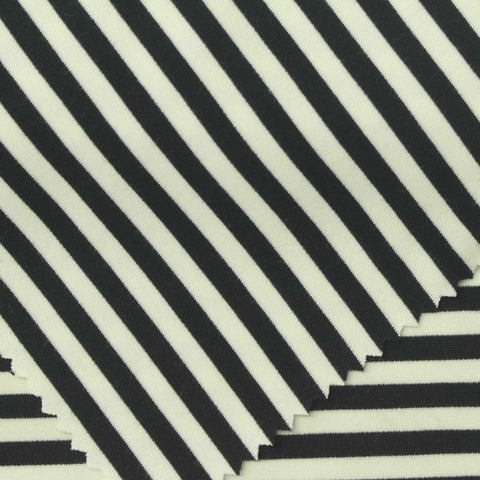 Dark Grey Stripes Ponte Knit, Viscose-Nylon, 340 gsm