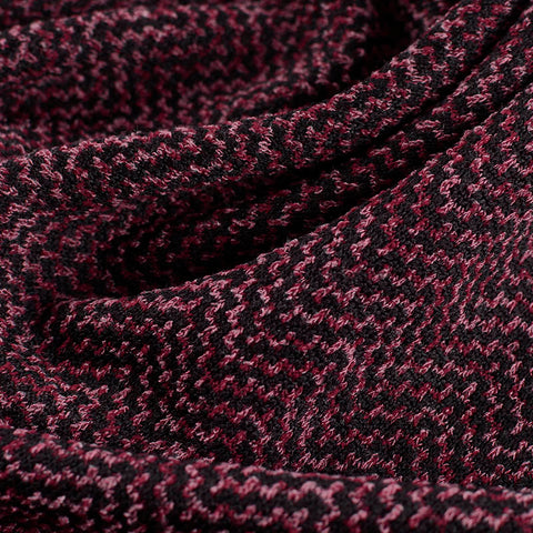 Dark Red Fine-Chevron Jersey Knit, Polyester
