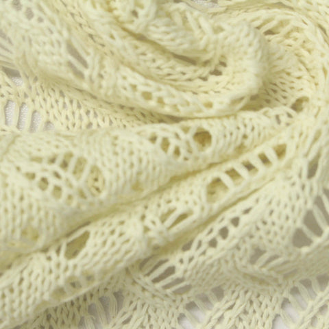 Cream Leaf Pointelle Knit, Poly-Cotton, 260 gsm, 150 cm