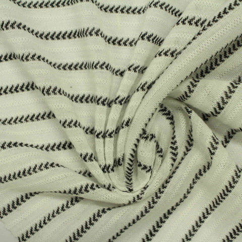 Black Horizontal-Stripe Knit, Polyester, 134 gsm