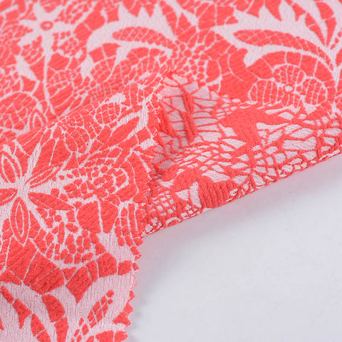 Coral Floral Jacquard, Cotton-Poly