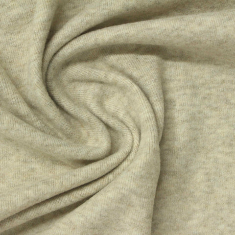 Brushed Polyester Cotton Stretch Rib Knit Fabric, 240 gsm, 165 cm — Beige