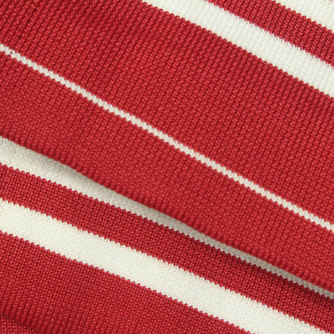 Red Horizontal-Stripe Rib Knit, Polyester, 550 gsm