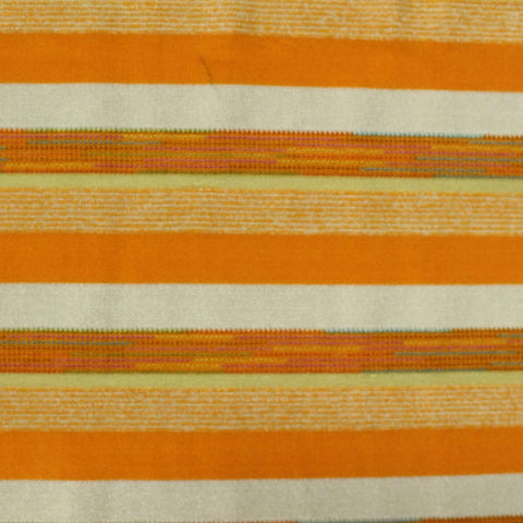 Orange Horizontal-Stripe Rib Knit, Polyester, 185 gsm
