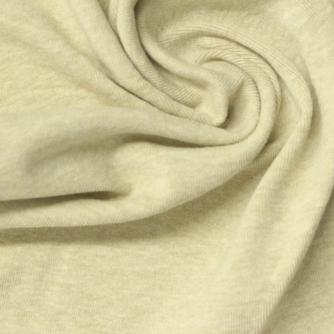 Light Yellow Marl Rib Knit, Cotton-Poly