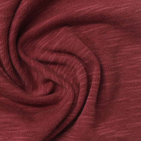 Deep Red Heather Piqué Knit, Cotton-Poly