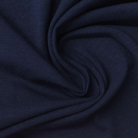 Cotton Stretch Jersey Knit Fabric, 235 gsm, 180 cm — Navy