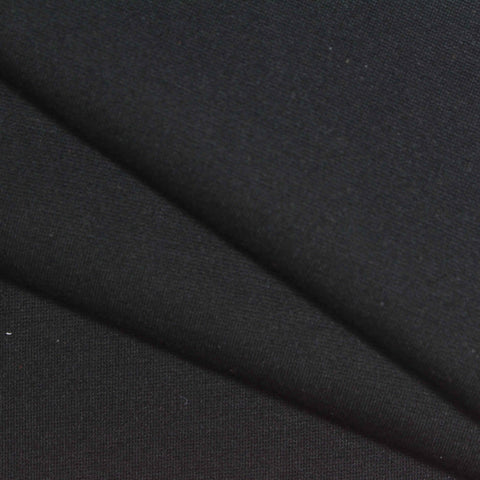 Viscose Nylon Stretch Ponte Knit Fabric, 340 gsm, 155 cm — Black