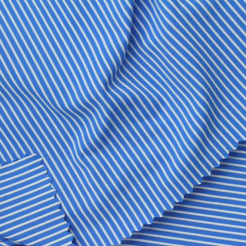 Blue Horizontal-Stripe Jersey Knit, Nylon-Poly