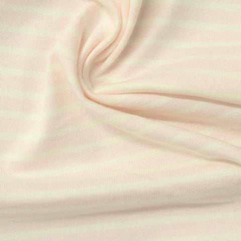 Light Pink Horizontal-Stripe Jersey Knit, Cotton