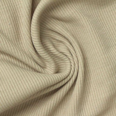 Polyester Cotton Stretch Rib Knit Fabric, 262 gsm, 130 cm — Beige