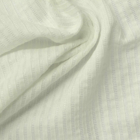 Striped Cotton Polyester Stretch Crepe Fabric, 140 gsm, 165 cm — Beige