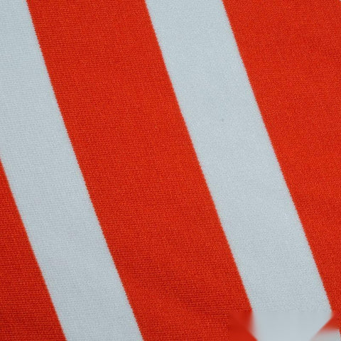 Orange Stripes Ponte Knit, Viscose-Poly