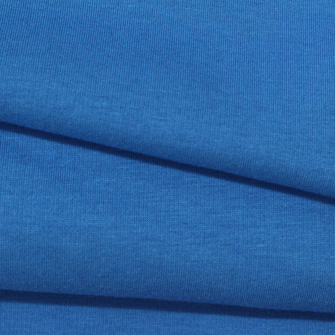 Brushed Polyester Cotton Stretch Knit Fabric, 300 gsm, 155 cm — Blue